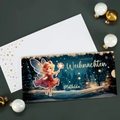 Geldgeschenk - Karte Magische Weihnachten mit kleiner Fee & Wunschtext