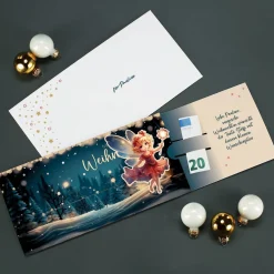 Geldgeschenk - Karte Magische Weihnachten mit kleiner Fee & Wunschtext