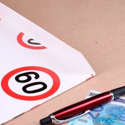 Geldgeschenk mit Verkehrszeichenmotiv zum 60. Geburtstag