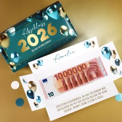 Geldgeschenk zum Abitur 2026 - Box mit Goldprägung, Name & Wunschtext