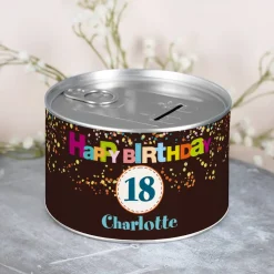 Geldgeschenk zum Geburtstag - Spardose mit Name und Alter