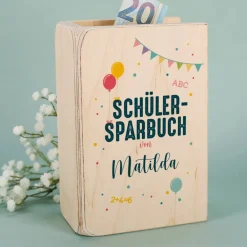 Geldgeschenk zur Einschulung - Schülersparbuch mit Name
