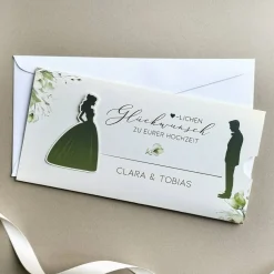 Geldgeschenk zur Hochzeit - Ziehkarte mit Brautpaar