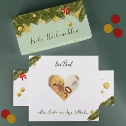 Geldgeschenk zu Weihnachten - Überraschungsbox mit persönlichem Aufdruck