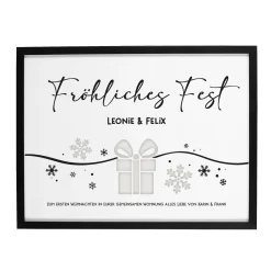Geldgeschenk zu Weihnachten - Bilderrahmen mit 3 Zeilen Wunschtext, 30x40cm