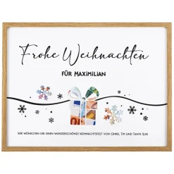 Geldgeschenk zu Weihnachten - Bilderrahmen mit 3 Zeilen Wunschtext, 30x40cm
