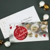 Geldgeschenk zu Weihnachten - Ziehkarte mit Weihnachtskugel in rot-metallic