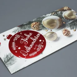 Geldgeschenk zu Weihnachten - Ziehkarte mit Weihnachtskugel in rot-metallic