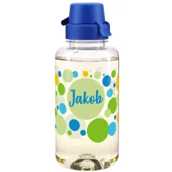 Gepunktete Trinkflasche mit Name für Jungen 700ml | Geschenk für Kindergartenkinder & Einschulung