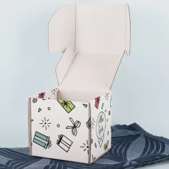 Geschenkbox 'Alles Gute' für Tassen und andere Kleinigkeiten mit bunten Motiven