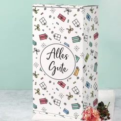 Geschenkbox 'Alles Gute' Groß | 35×10×19 cm | Geschenkverpackung mit bunten Motiven