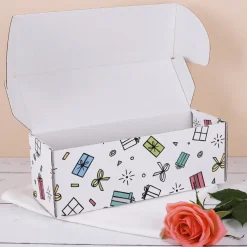 Geschenkbox 'Alles Gute' lang | 27×9,5×9,5 cm | Geschenkverpackung mit bunten Motiven