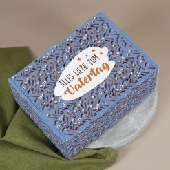Geschenkbox 'Alles Liebe zum Vatertag' | Mittelgroß 21×8×15 cm | Blau mit Motiven