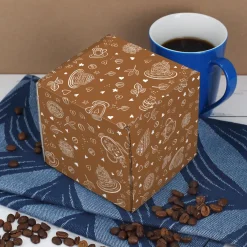 Geschenkbox aus Pappe mit Kaffee-Motiv | Braun