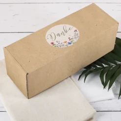 Geschenkbox 'Danke' lang | Floraler Kraftpapier-Look, rundum bedruckt | 27×9,5×9,5 cm