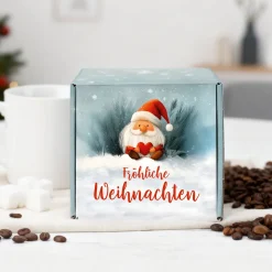 Geschenkbox 'Fröhliche Weihnachten' mit Wichtelmotiv für Tassen & kleine Weihnachtsgeschenke