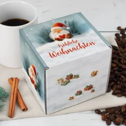 Geschenkbox 'Fröhliche Weihnachten' mit Wichtelmotiv für Tassen & kleine Weihnachtsgeschenke