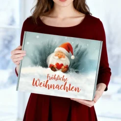 Geschenkbox 'Fröhliche Weihnachten' mit Wichtelmotiv | XL Geschenkverpackung für große Geschenke