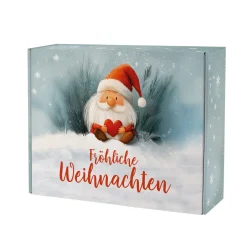 Geschenkbox 'Fröhliche Weihnachten' mit Wichtelmotiv | XL Geschenkverpackung für große Geschenke