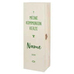 Geschenkbox für Kommunionkerzen - mit Name und Datum in drei Farben zur Auswahl