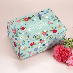 Geschenkbox für Mama zum Muttertag | Mittelgroß mit Blumenmotiv und Spruch