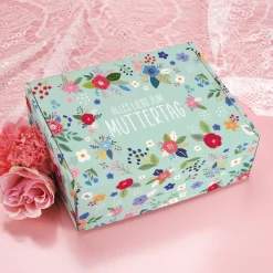 Geschenkbox für Mama zum Muttertag | Mittelgroß mit Blumenmotiv und Spruch