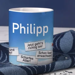 Geschenkbox zum 18. Geburtstag mit Verkehrszeichenmotiv