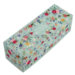 Geschenkbox zum Muttertag für Flaschen und Gläser mit Blumenmotiv und Spruch