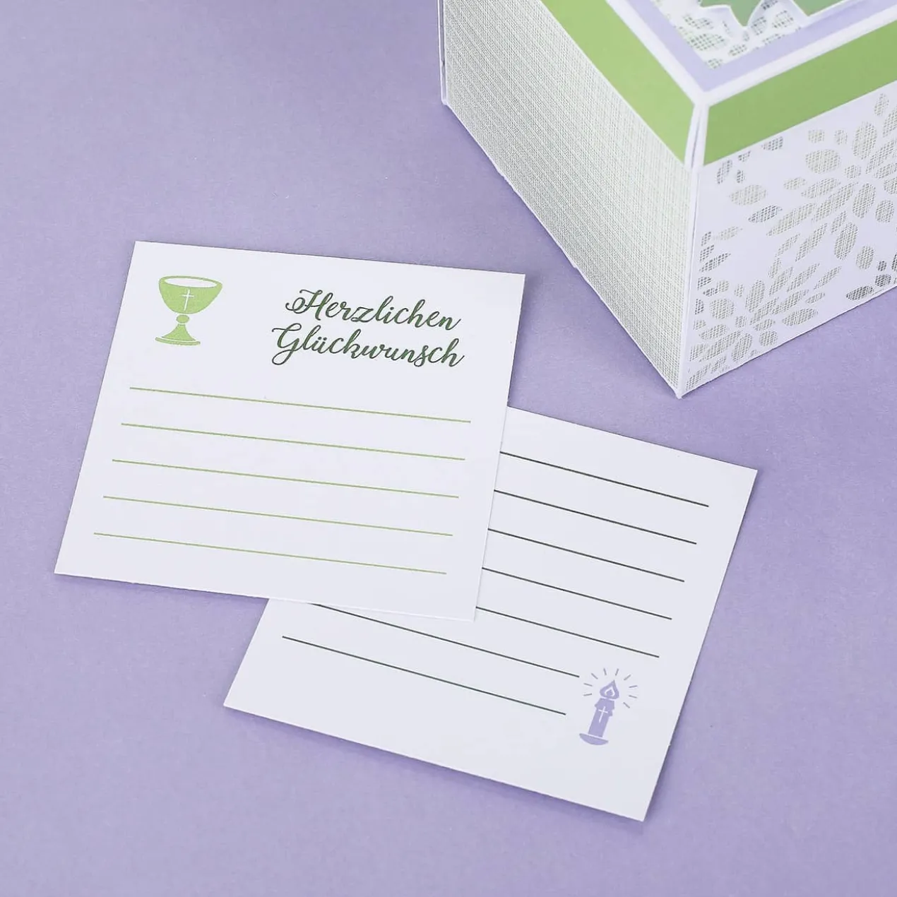 Geschenkbox zur Taufe, Kommunion oder Konfirmation mit Name und Wunschtext