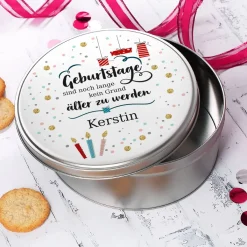 Geschenkdose mit Name - Geburtstage sind kein Grund älter zu werden