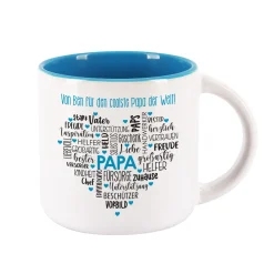 Geschenk für Papas - großer Kaffeepott mit Herz und Wunschtext zum Geburtstag oder Vatertag