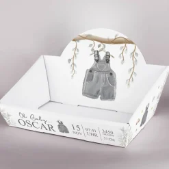 Geschenkkorb mit Aufdruck als Geschenk zur Geburt