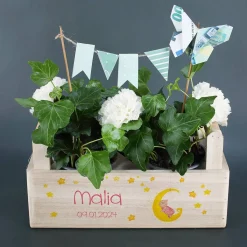 Geschenkkorb mit Mond, Sternen und Teddymotiv für Jungen und Mädchen