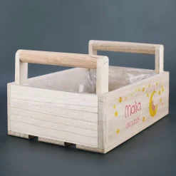 Geschenkkorb mit Mond, Sternen und Teddymotiv für Jungen und Mädchen