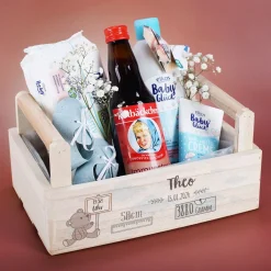 Geschenkkorb mit Teddymotiv zur Geburt für Mädchen und Jungen
