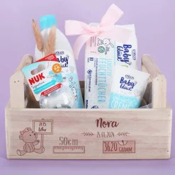 Geschenkkorb mit Teddymotiv zur Geburt für Mädchen und Jungen