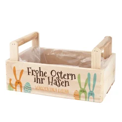 Geschenkkorb & Pflanzkorb 'Frohe Ostern ihr Hasen' personalisiert mit Wunschtext | 3 Varianten