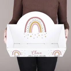 Geschenkkorb - Regenbogen - zur Geburt in rosa oder blau, wahlweise mit Füllung