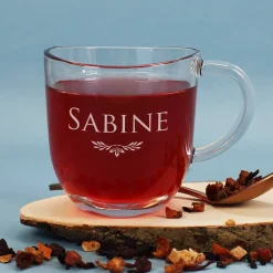 Geschenkkorb - Schleife - mit Glühwein, Stollen und graviertem Glas