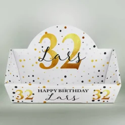 Geschenkkorb zum Geburtstag mit Name und Alter bedruckt - wahlweise gefüllt