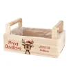 Geschenkkorb zu Weihnachten mit Rentier-Motiv personalisiert mit Wunschtext | Pflanzkiste aus Holz