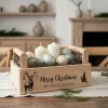 Geschenkkorb zu Weihnachten mit Hirschmotiv - personalisiert mit Wunschtext | Pflanzkiste aus Holz