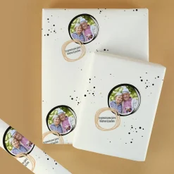 Geschenkpapier mit Foto und Wunschtext zu vielen Anlässen