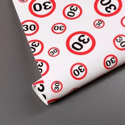 Geschenkpapier mit Verkehrszeichen-Motiv zum 30. Geburtstag