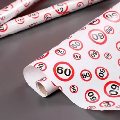 Geschenkpapier mit Verkehrsschildern zum 60. Geburtstag