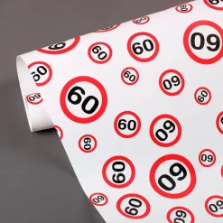 Geschenkpapier mit Verkehrsschildern zum 60. Geburtstag