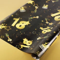 Geschenkpapier zum 18. Geburtstag schwarz/gold