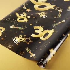 Geschenkpapier zum 30. Geburtstag schwarz/gold