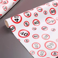 Geschenkpapier zum 40. Geburtstag im Verkehrszeichen-Look