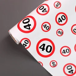 Geschenkpapier zum 40. Geburtstag im Verkehrszeichen-Look